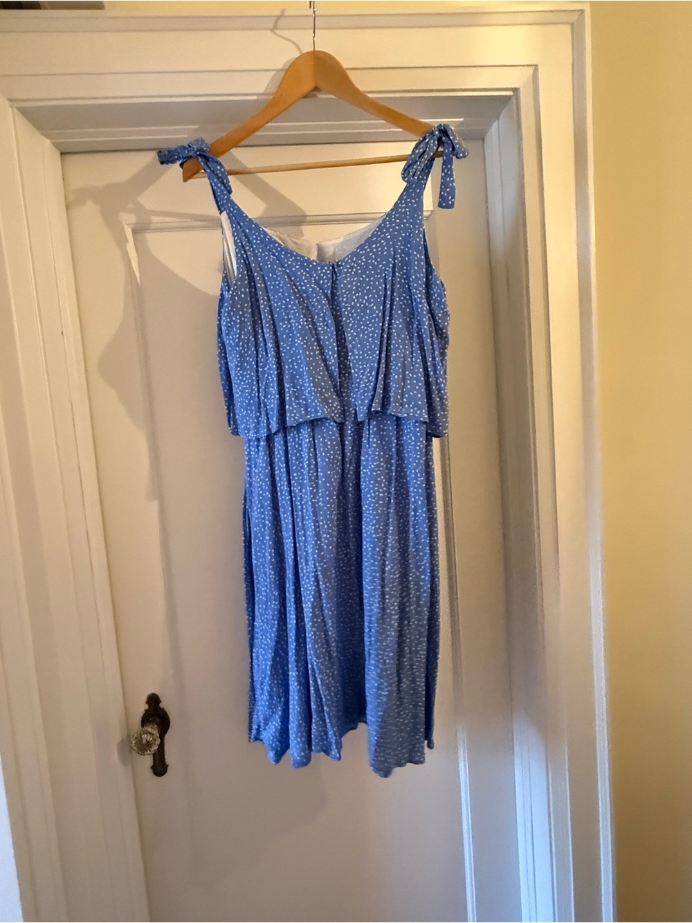 Seraphine Maternity Blue Dress with White Dot Print (nursing friendly)